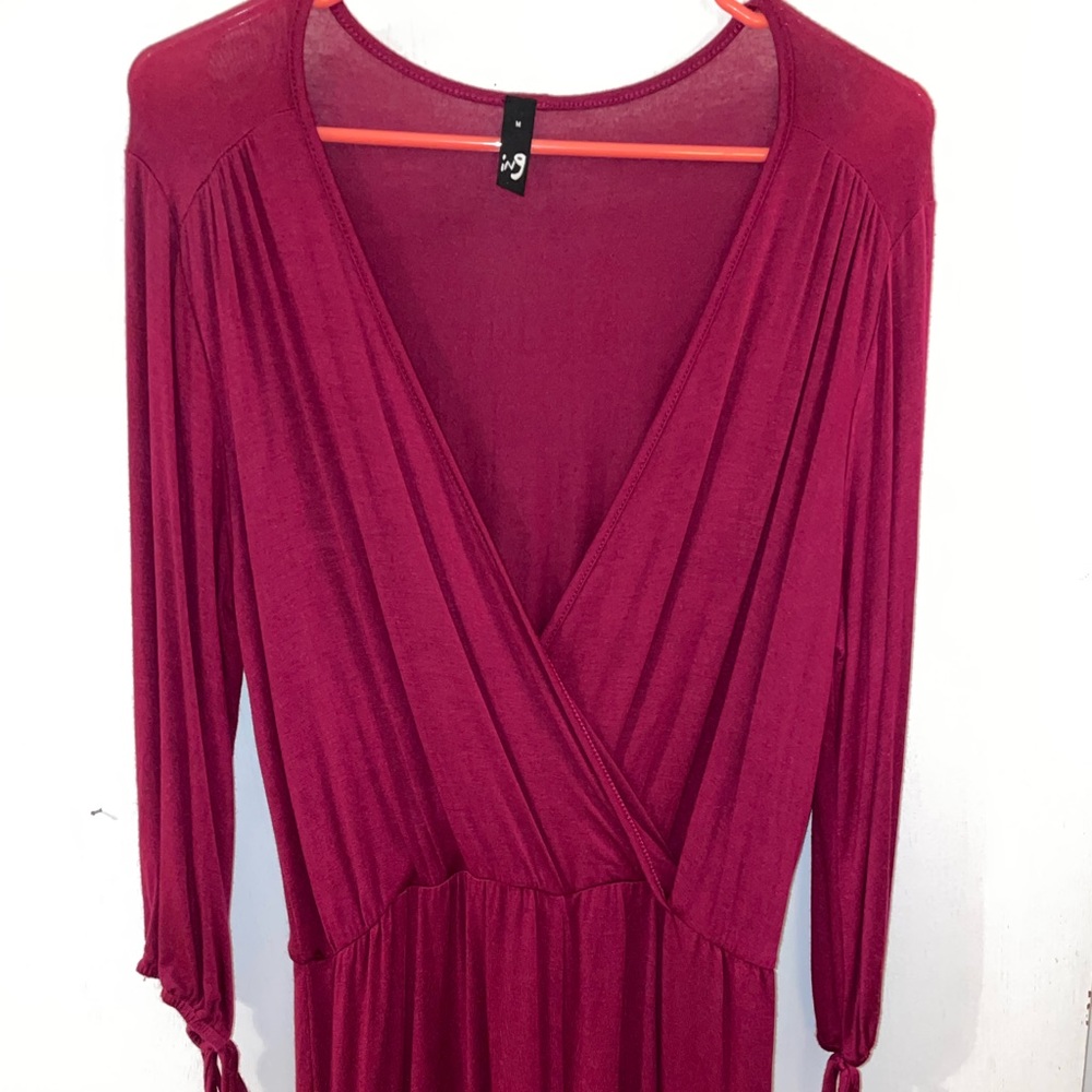 Wine sleeved romper